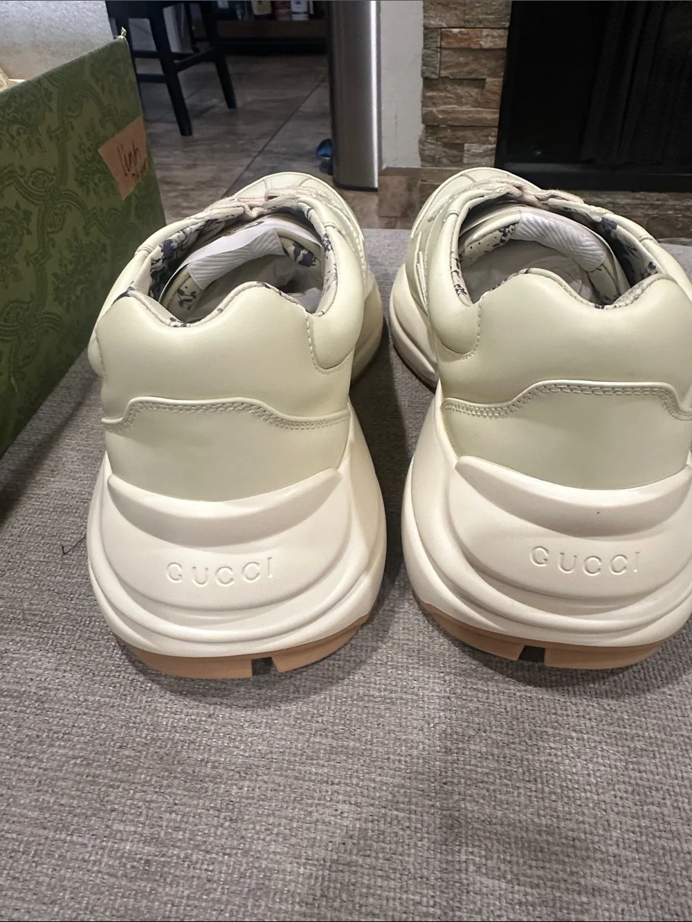 Ivory Leather Sneaker with Multicolor Logo size 40